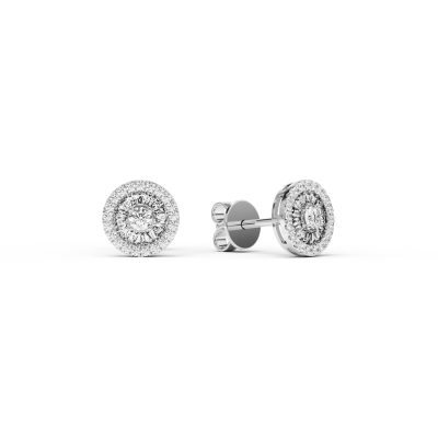 Cercei din aur alb cu diamante baguette si rotunde de 0.37ct