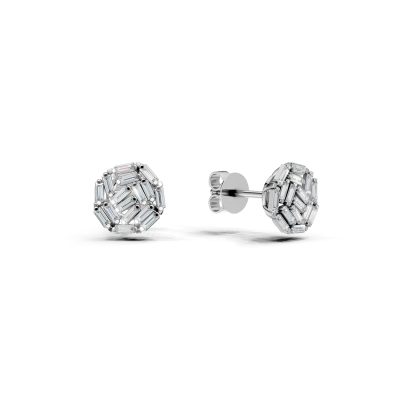 Cercei din aur alb cu diamante baguette tapered de 0.51ct