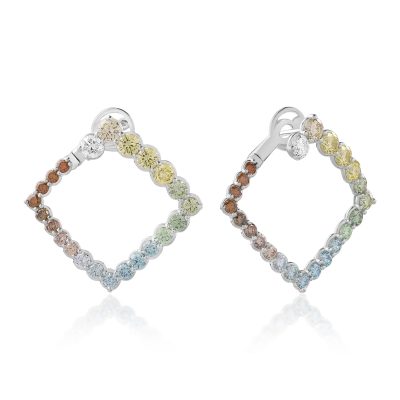 Cercei din aur alb cu diamante colorate de 3.27ct