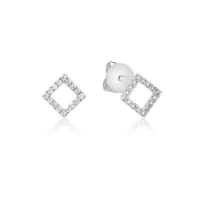 Cercei din aur alb cu diamante de 0.09ct