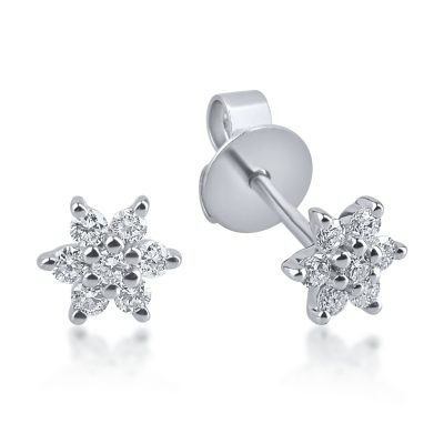 Cercei din aur alb cu diamante de 0.114ct