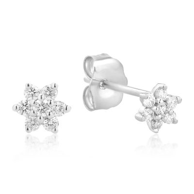 Cercei din aur alb cu diamante de 0.11ct