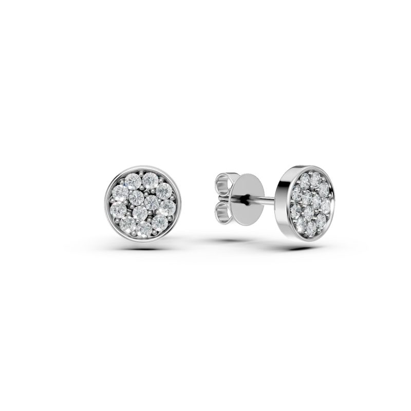Cercei din aur alb cu diamante de 0.141ct