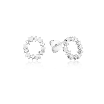 Cercei din aur alb cu diamante de 0.1ct