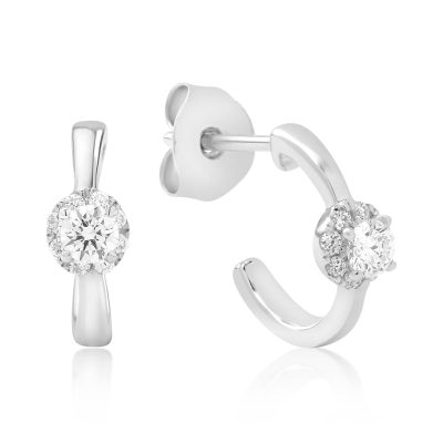 Cercei din aur alb cu diamante de 0.22ct