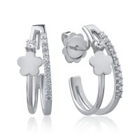 Cercei din aur alb cu diamante de 0.28ct