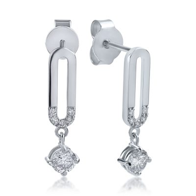 Cercei din aur alb cu diamante de 0.42ct