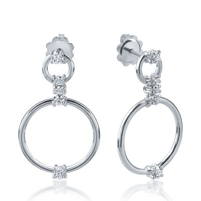 Cercei din aur alb cu diamante de 0.76ct