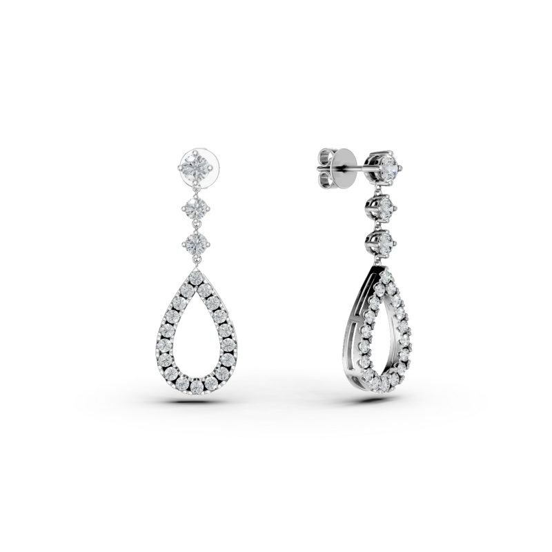 Cercei din aur alb cu diamante de 0.928ct