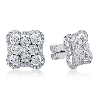 Cercei din aur alb cu diamante de 0.94ct