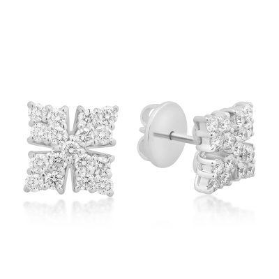 Cercei din aur alb cu diamante de 0.96ct