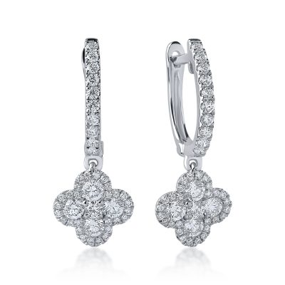 Cercei din aur alb cu diamante de 0.98ct
