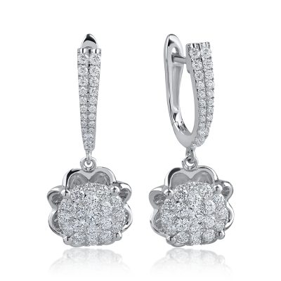 Cercei din aur alb cu diamante de 1.08ct