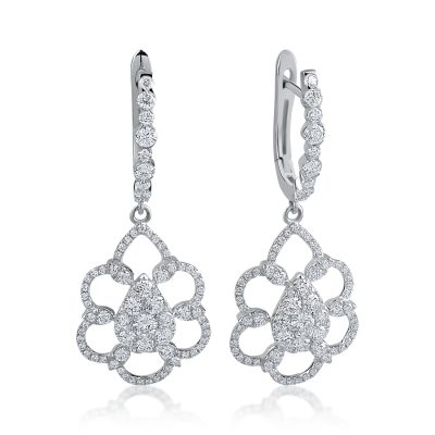 Cercei din aur alb cu diamante de 1.4ct