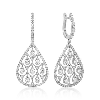 Cercei din aur alb cu diamante de 1.76ct