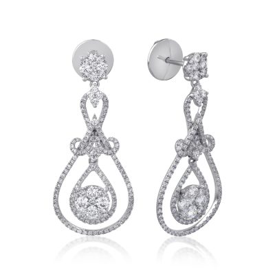 Cercei din aur alb cu diamante de 2.08ct