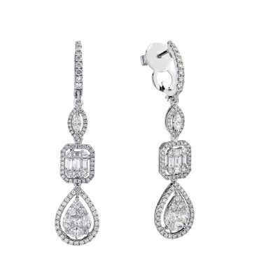Cercei din aur alb cu diamante de 2.63ct