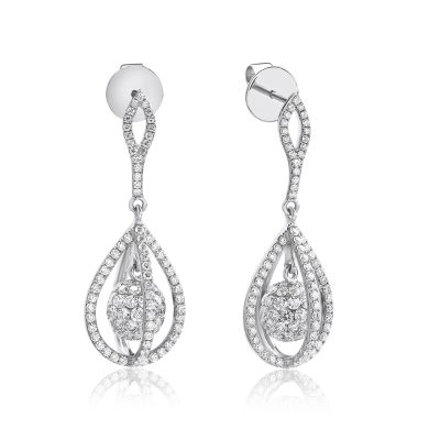 Cercei din aur alb cu diamante de 2.8ct