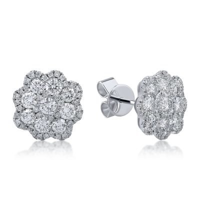 Cercei din aur alb cu diamante de 2ct