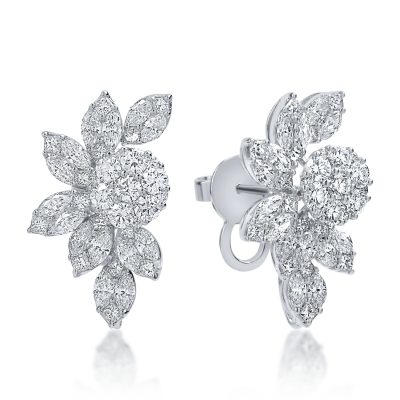 Cercei din aur alb cu diamante de 3.87ct