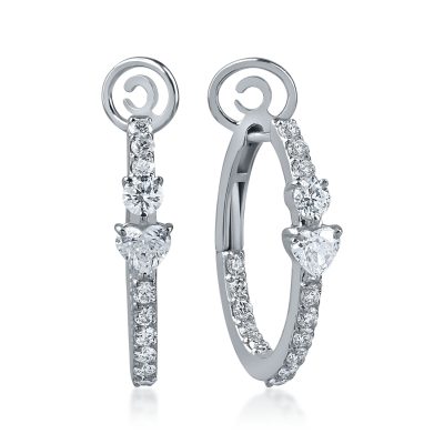 Cercei din aur alb cu diamante heart si rotunde de 1.4ct