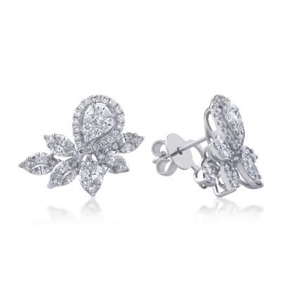 Cercei din aur alb cu diamante marquise de 2.93ct