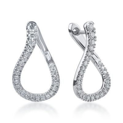 Cercei din aur alb cu diamante microsetting de 0.7ct