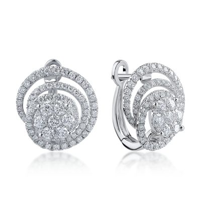 Cercei din aur alb cu diamante microsetting de 0.9ct