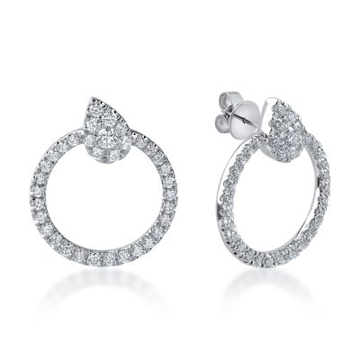 Cercei din aur alb cu diamante microsetting de 1.3ct