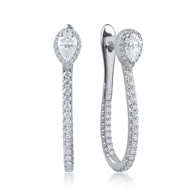 Cercei din aur alb cu diamante microsetting de 1.4ct