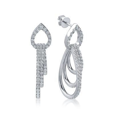 Cercei din aur alb cu diamante microsetting de 1.5ct