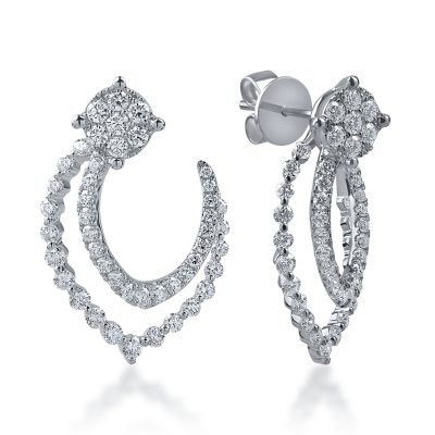 Cercei din aur alb cu diamante microsetting de 1.6ct