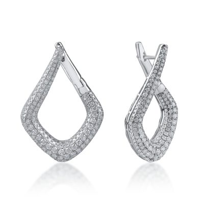 Cercei din aur alb cu diamante microsetting de 2.6ct