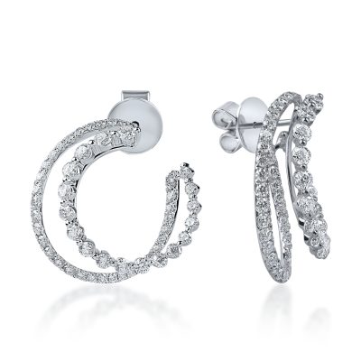 Cercei din aur alb cu diamante microsetting de 3.3ct