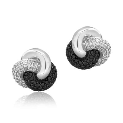 Cercei din aur alb cu diamante negre de 0.41ct si diamante de 0.37ct