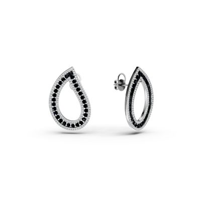 Cercei din aur alb cu diamante negre de 1.82ct si diamante transparente de 0.62ct