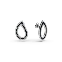 Cercei din aur alb cu diamante negre de 1.82ct si diamante transparente de 0.62ct