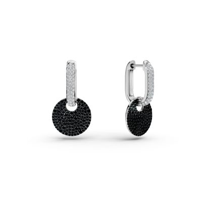 Cercei din aur alb cu diamante negre si incolore de 1.61ct