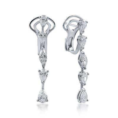 Cercei din aur alb cu diamante pear de 2.22ct