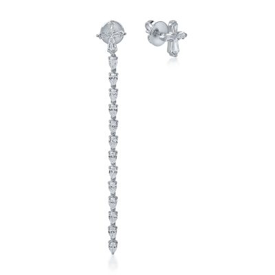 Cercei din aur alb cu diamante pear si kite de 2.89ct