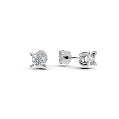 Cercei din aur alb cu diamante solitaire de 0.5ct