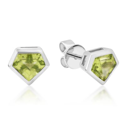 Cercei din aur alb cu peridote de 1.26ct
