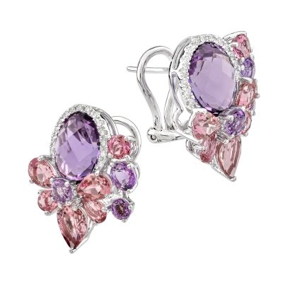 Cercei din aur alb cu pietre pretioase si semipretioase de 10.95ct