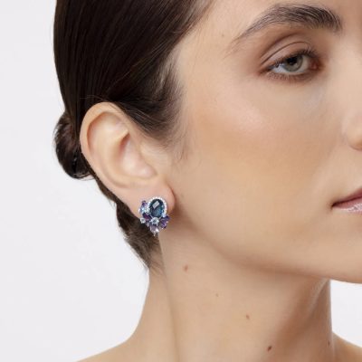 Cercei din aur alb cu pietre pretioase si semipretioase de 11.1ct