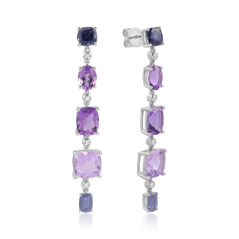 Cercei din aur alb cu pietre pretioase si semipretioase de 14.7ct