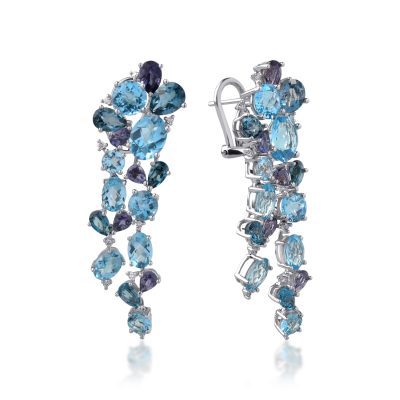 Cercei din aur alb cu pietre pretioase si semipretioase de 17.67ct