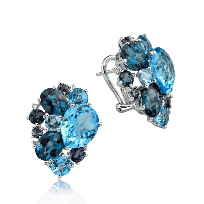 Cercei din aur alb cu pietre pretioase si semipretioase de 9.8ct