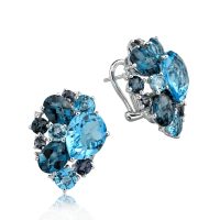 Cercei din aur alb cu pietre pretioase si semipretioase de 9.8ct