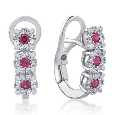 Cercei din aur alb cu rubine de 0.36ct si diamante de 0.32ct