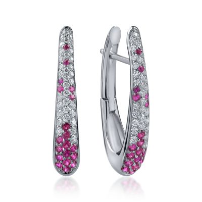 Cercei din aur alb cu rubine de 0.5ct si diamante de 0.4ct
